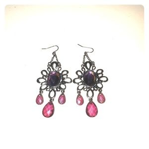 Purple tassel earrings